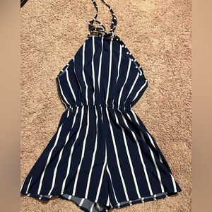 Striped halter romper